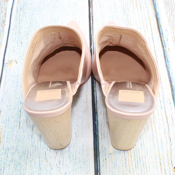 Dolce Vita Caley Pink Leather Wood Block Slip On Heel Mule Size 10 - Picture 5 of 9